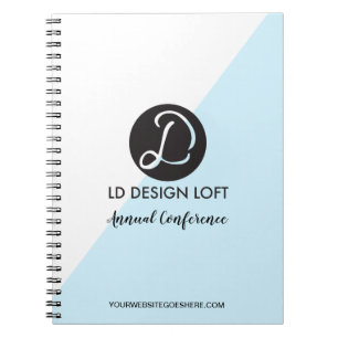 Modern Blue Diagonal Custom logo Conference Notebook