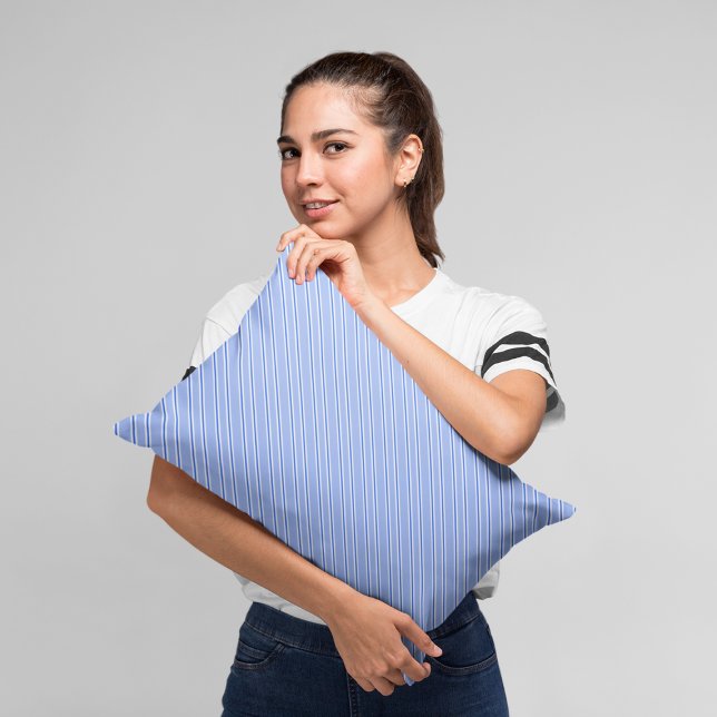 Modern Blue Diagonal Striped Pattern Lumbar Pillow (Creator Uploaded)