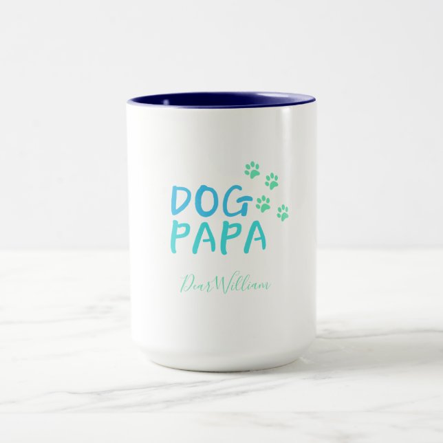Modern Blue Dog Papa Mug (Center)