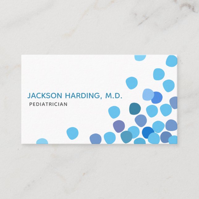 Modern Blue-Dotted Pediatric Business Card (Front)