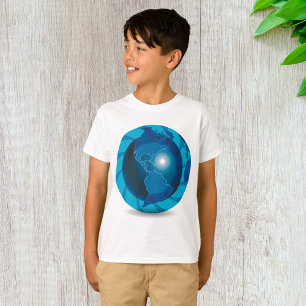 Modern Blue Earth Globe World Map T-Shirt