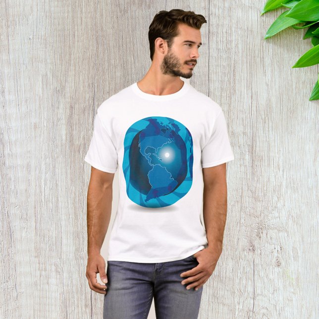 Modern Blue Earth Globe World Map T-Shirt (Creator Uploaded)