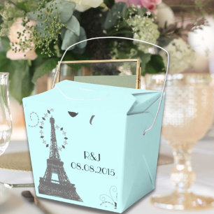 modern blue eiffel tower vintage paris wedding favor box