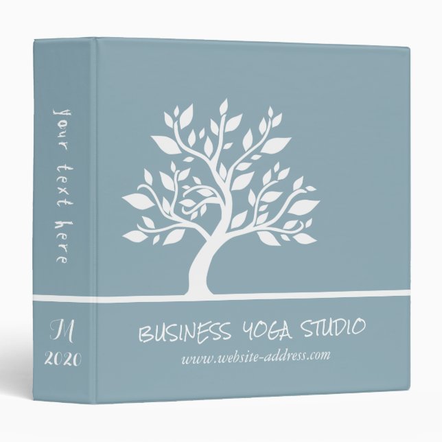 Modern Blue Elegant Classy Tree YOGA Instructor Binder (Front/Spine)