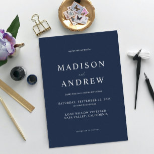 Modern Blue Elegant Wedding Invitation