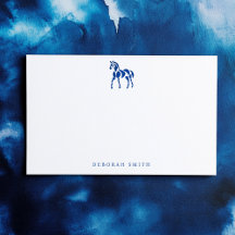 Modern Blue Equestrian Horse Personalized Name 