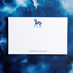 Modern Blue Equestrian Horse Personalized Name Card