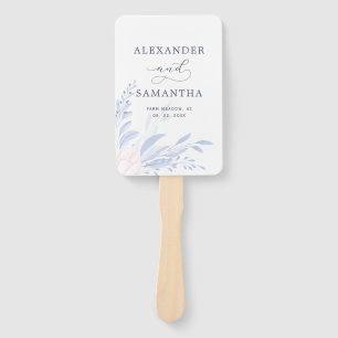 Modern Blue Eucalyptus Greenery Succulent Wedding Hand Fan