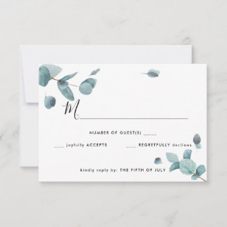 Modern Blue Eucalyptus Wedding RSVP