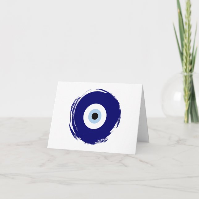 Modern Blue Evil Eye Good luck & Protection Symbol Card (Front)