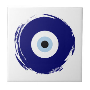 Modern Blue Evil Eye Good luck & Protection Symbol Tile