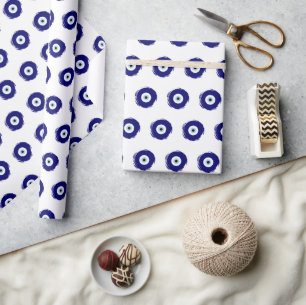 Modern Blue Evil Eye Good luck & Protection Symbol Wrapping Paper