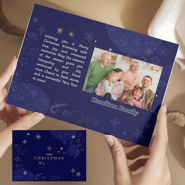 Modern Blue Family Christmas Photo Card (Creator Uploaded)