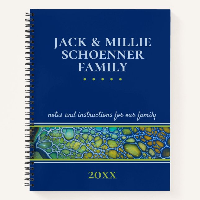 Modern Blue Family Estate Planning Instructions Notebook (Front)