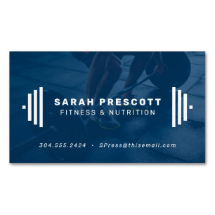 Modern blue fitness trainer photo 	Magnetic business card