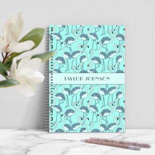 Modern Blue Flamingos Pattern Notebook