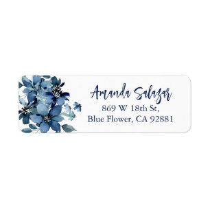 Modern Blue Floral Adresse de retour