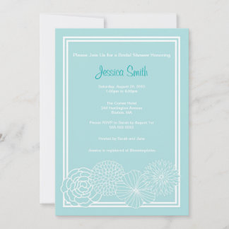 Modern Blue Floral Bridal Shower Invite