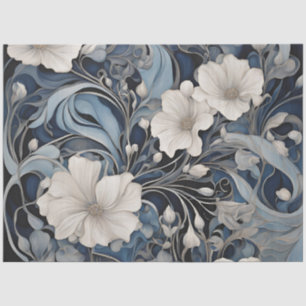 Modern Blue Floral Decoupage  Tissue Paper