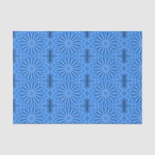 Modern Blue Floral Flowers Decoupage Design Tissue Paper