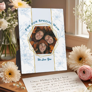 Modern Blue Floral Mothers Day Plaque