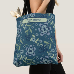 Modern Blue Floral Pattern Inspirivity tote Bag