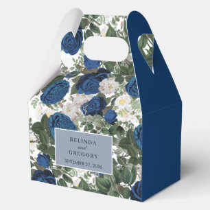 Modern Blue Floral Watercolor Elegant Wedding  Favor Box
