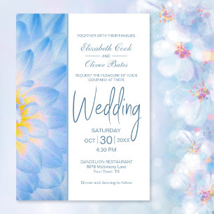 Modern Blue Floral Wedding Invitation