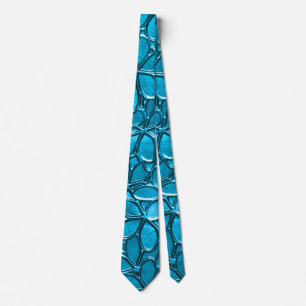 Modern Blue Flower Petal Floral Cluster Pattern Tie