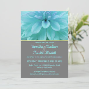Modern Blue Flower Wedding Invitation