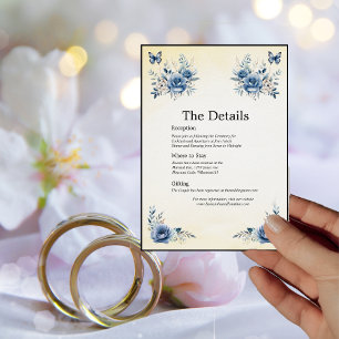 Modern Blue Flowers and Butterflies Details Card