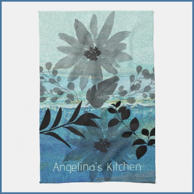 Modern Blue Flowers Kitchen Towel (Creator Uploaded)
