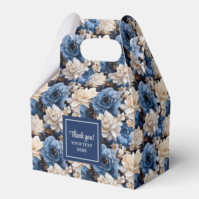 Modern Blue Flowers Personalized Floral Favour Box (Modern Blue Flowers Personalized Floral Favor Box)