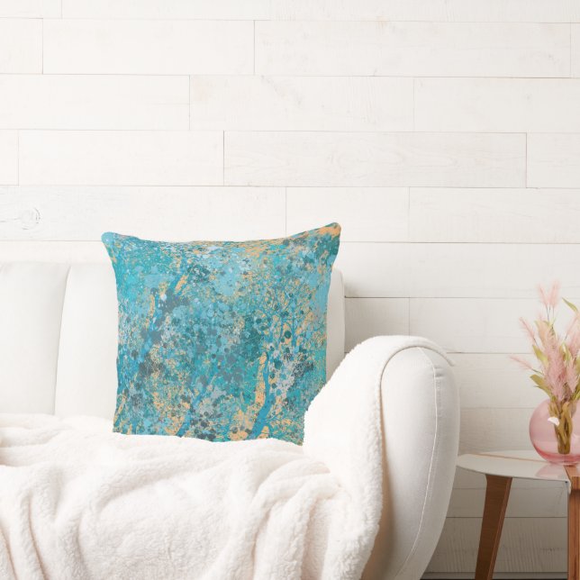 Modern Blue Forest Throw Pillow (Couch)