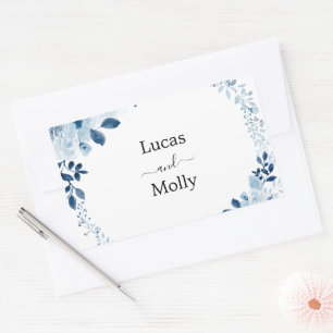 Modern Blue French Floral Wedding Sticker