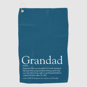 Modern Blue Fun Grandpa Grandad Papa Definition Golf Towel