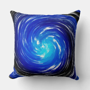 Modern Blue Galaxy Swirl Abstract Art Throw Pillow
