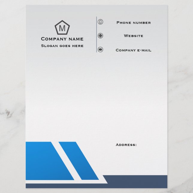 Modern Blue Geometric Business Letterhead (Front)