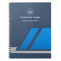 Modern Blue Geometric Business Notebook