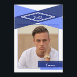 Modern Blue Geometric Grad Open House Invitation<br><div class="desc">Beautiful modern Blue Geometric Grad Open House graduation announcement with option to personalize year and name and high school</div>