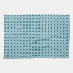 Modern Blue Geometric Grid Tea Towel Minimal Kit