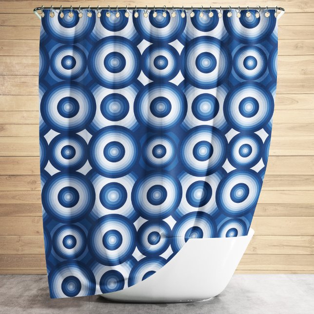 Modern Blue Geometric Pattern (Modern Blue Geometric Pattern Shower Curtain)