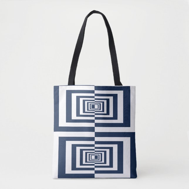 Modern Blue Geometric Pattern Tote Bag (Front)