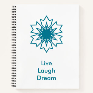 Modern Blue Geometric Star Mandala Custom Monogram Notebook