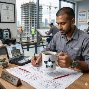 Modern Blue Geometric Star Personalized Mug