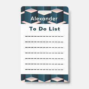 Modern Blue Geometric To Do list Checklist Custom Badge