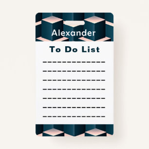 Modern Blue Geometric To Do list Checklist Custom Badge