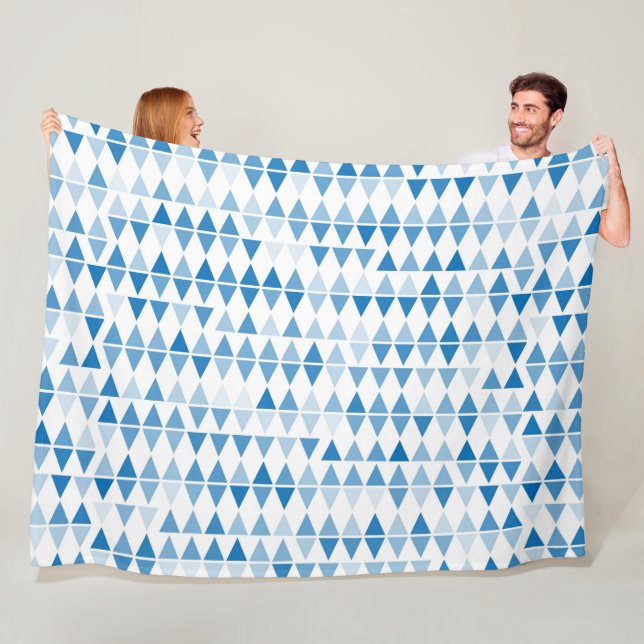 Modern Blue Geometric Triangle Pattern Blanket  (In Situ)