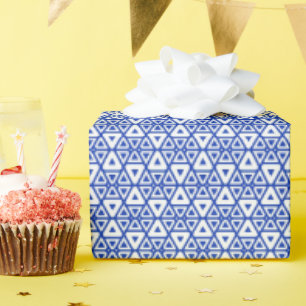Modern Blue Geometric Triangle Pattern Minimalis Wrapping Paper