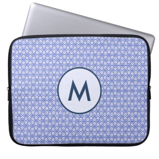 Modern Blue Geometric Triangle Pattern Minimalist Laptop Sleeve